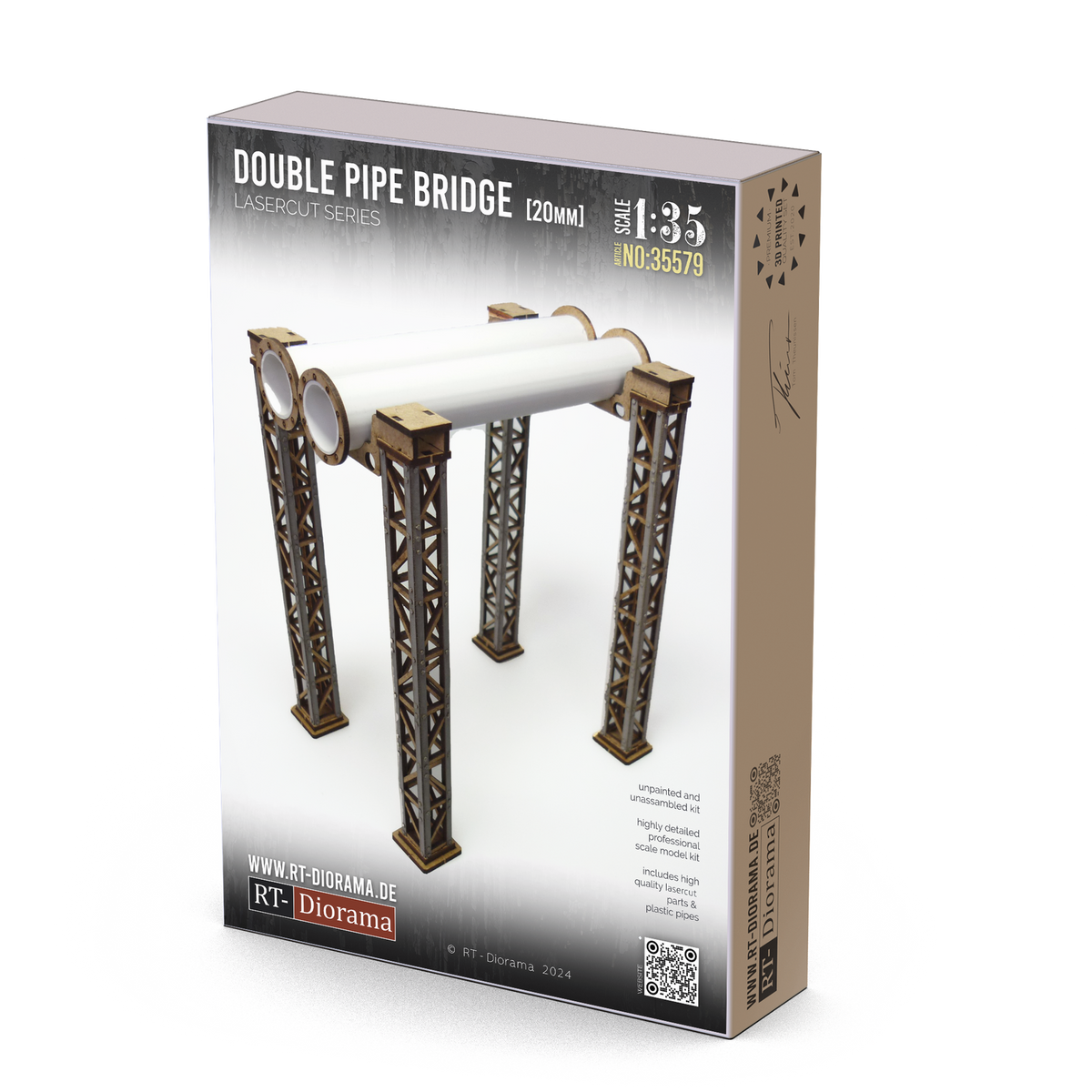 RT Diorama 1/35 Double Pipe Bridge 20mm - Hobby Sense