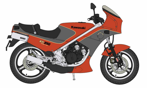 1/12 Kawasaki KR250 (KR250A) Red/Gray Color - Hobby Sense
