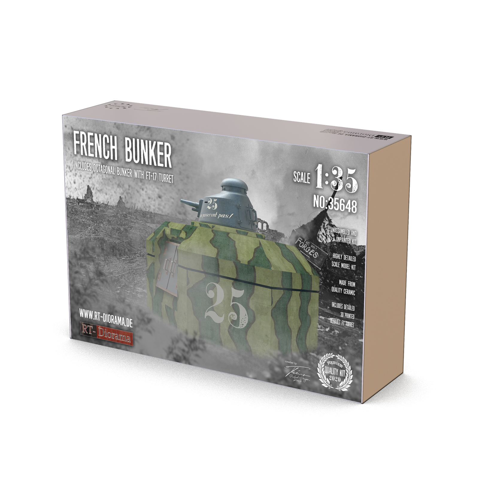 RT Diorama 1/35 French Bunker with FT Turret - Hobby Sense