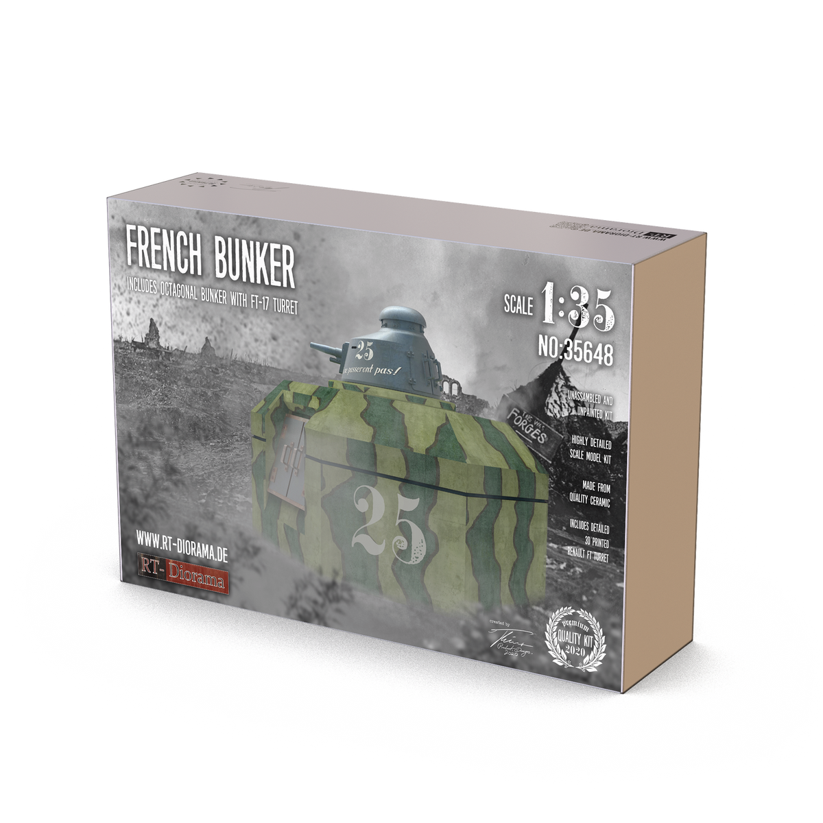 RT Diorama 1/35 French Bunker with FT Turret - Hobby Sense