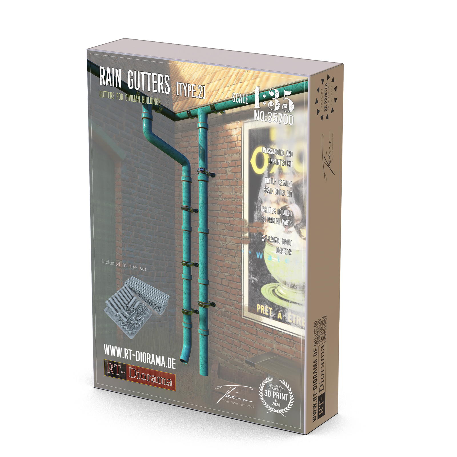 RT Diorama 1/35 Rain Gutters (Type 2) - Hobby Sense