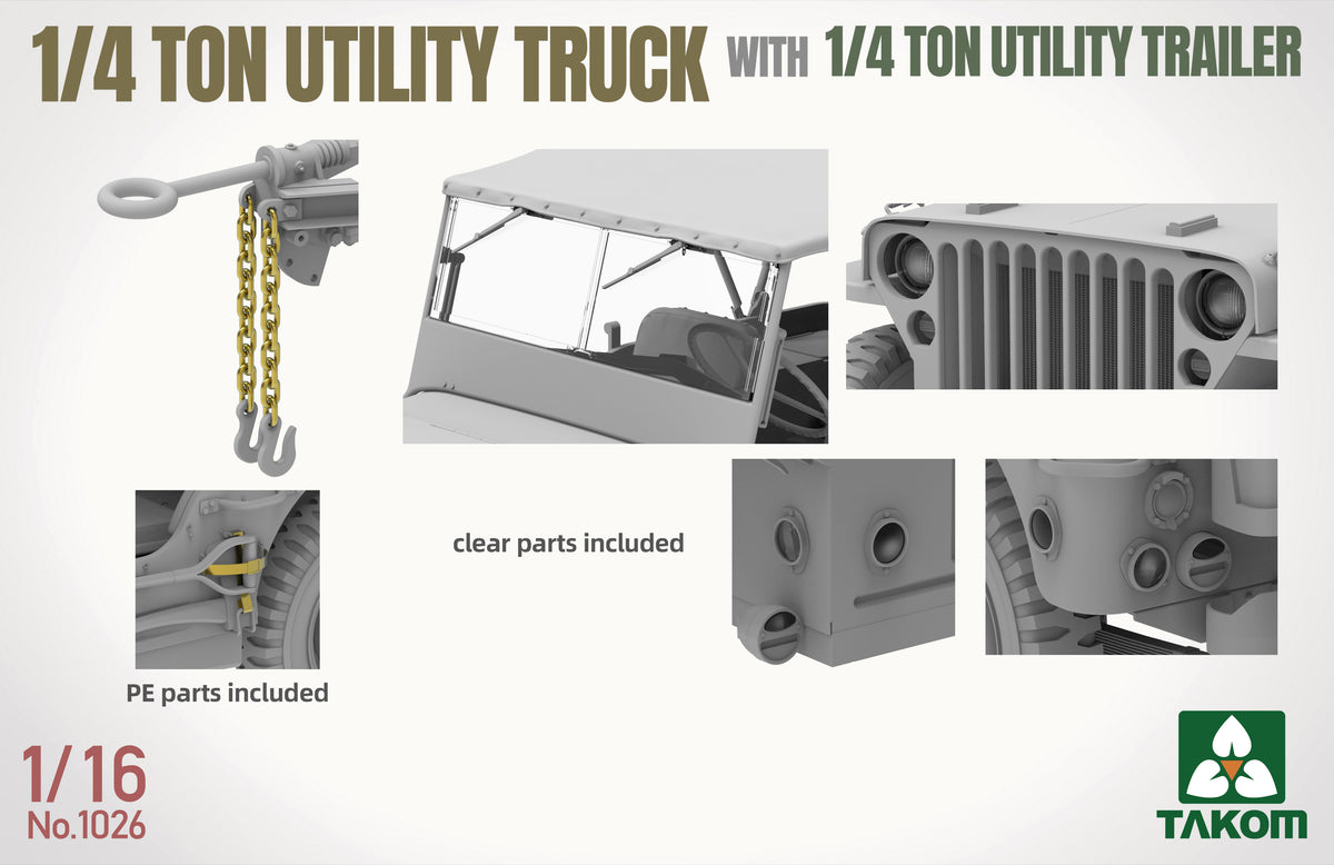 Takom 1/16 1/4 ton Utility Truck with 1/4 ton Utility trailer