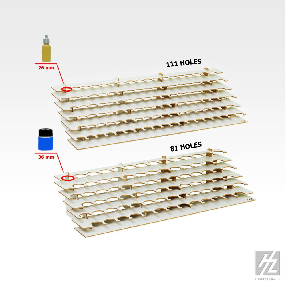 HobbyZone Large Paint Stand - 26mm  with 111 round slots - Hobby Sense