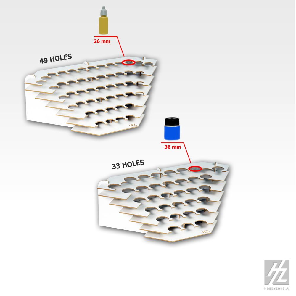 HobbyZone Corner Large Paint Stand with 49 Round 26mm Slots - Hobby Sense