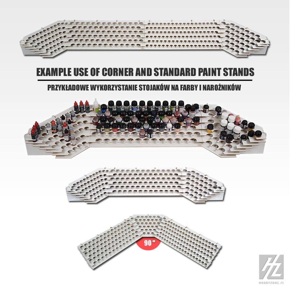 HobbyZone Corner Large Paint Stand with 49 Round 26mm Slots - Hobby Sense
