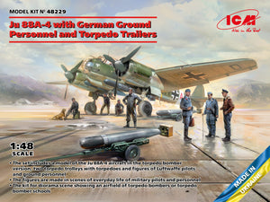1/48 Junker Ju 88A-4 with German Ground Personnel and Torpedo Trailers - Hobby Sense