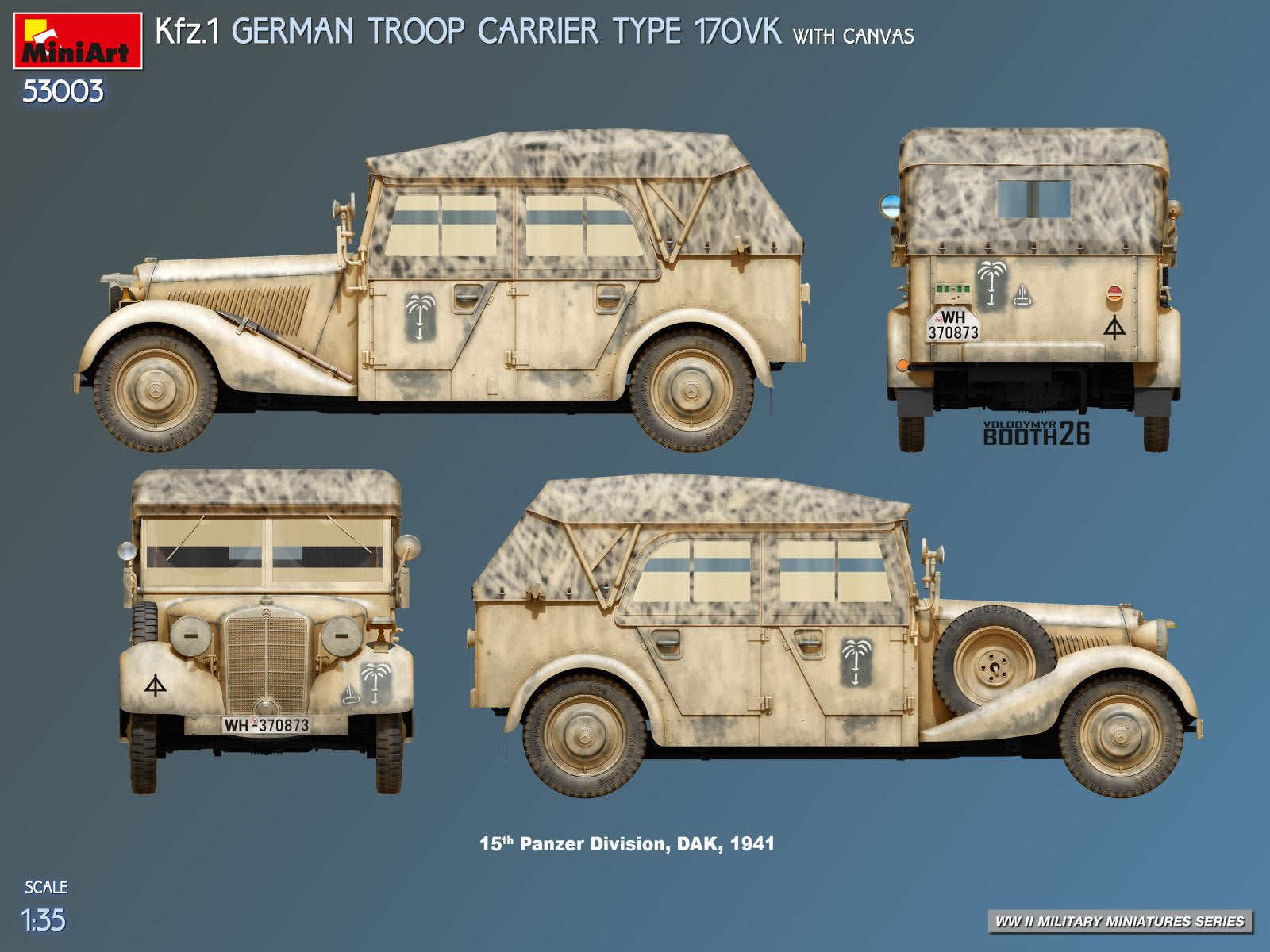 Miniart 1/35 Kfz.1 German Troop Carrier Type 170VK with Canvas