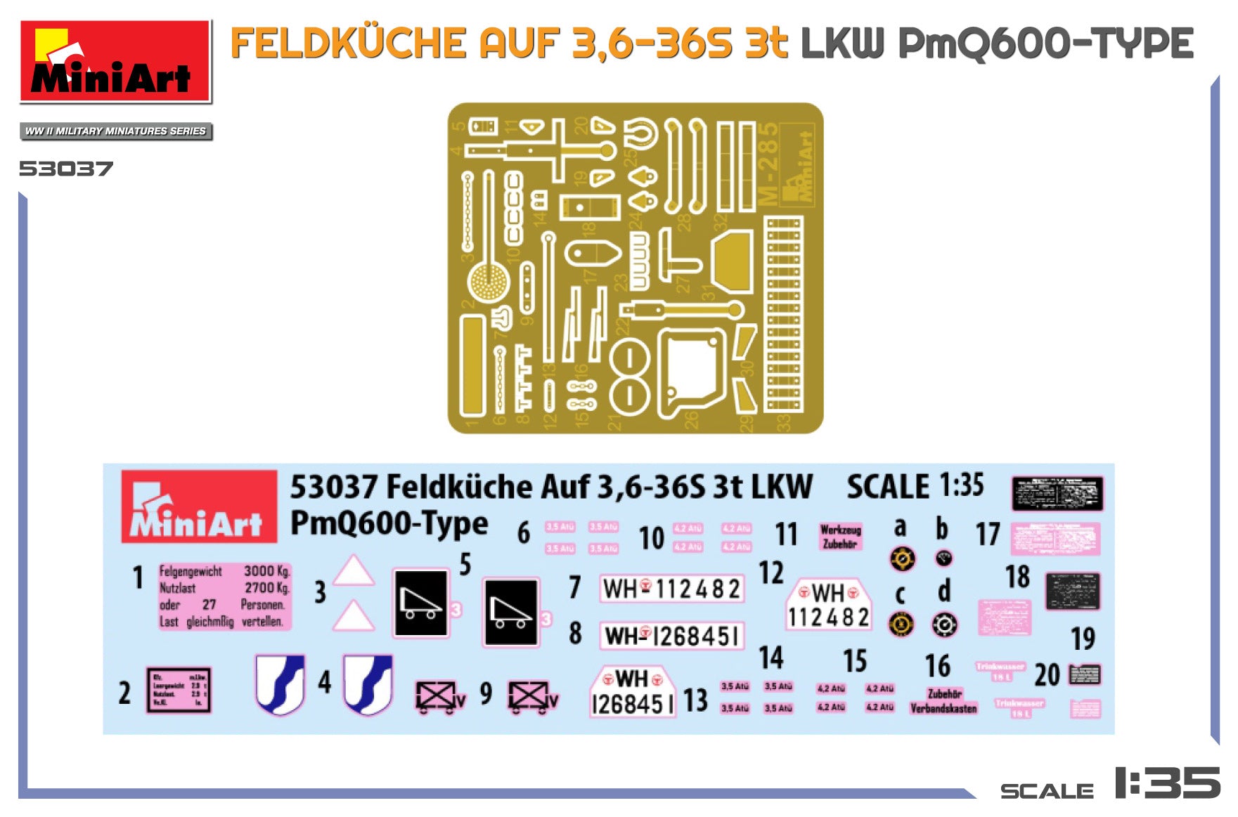 1/35 Feldkuche AUF 3,6-36S 3t LKW PmQ600-Type - Hobby Sense