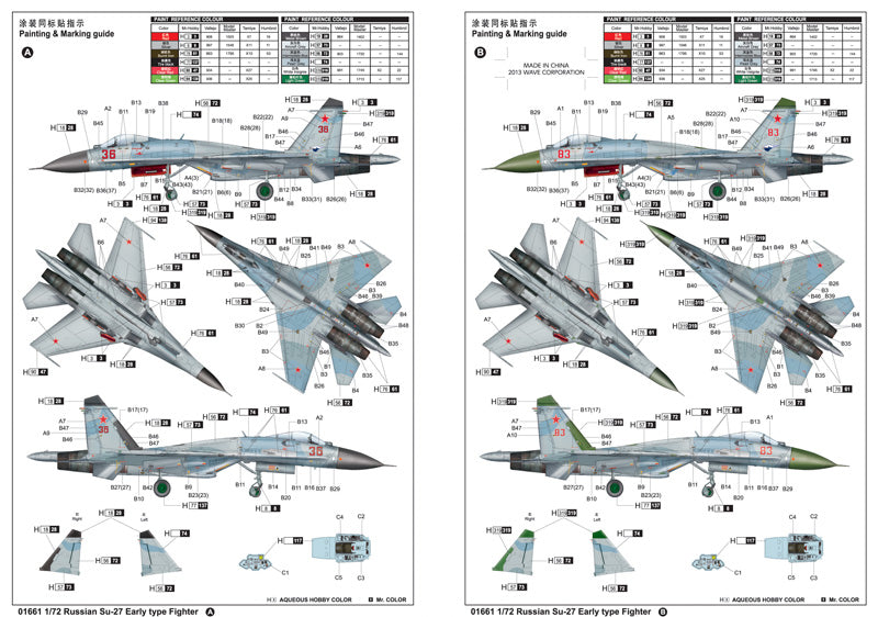 1/72 Russian Su 27 Early type Fighter - Hobby Sense