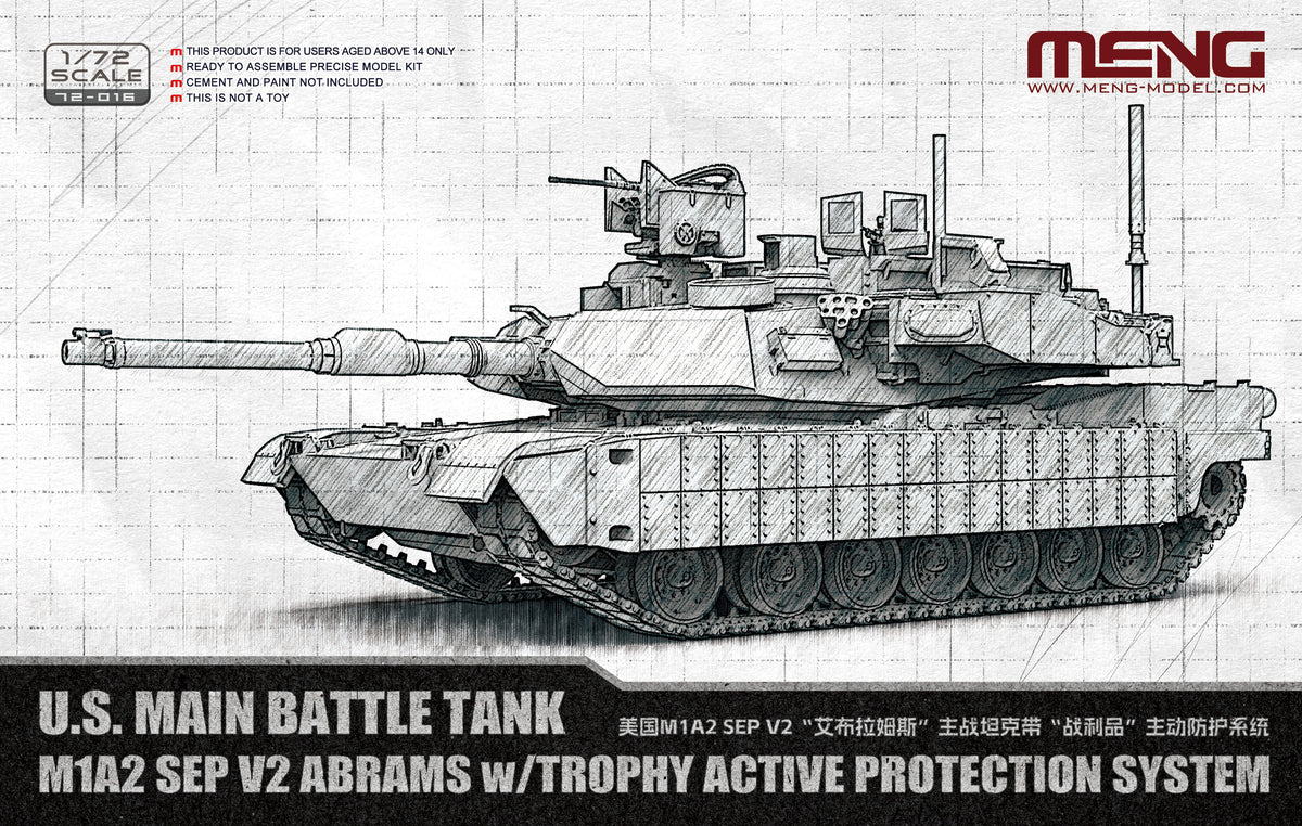 Meng 1/72 US Main Battle Tank M1A2 SEP v2 Abrams w/ Trophy Active Protection System