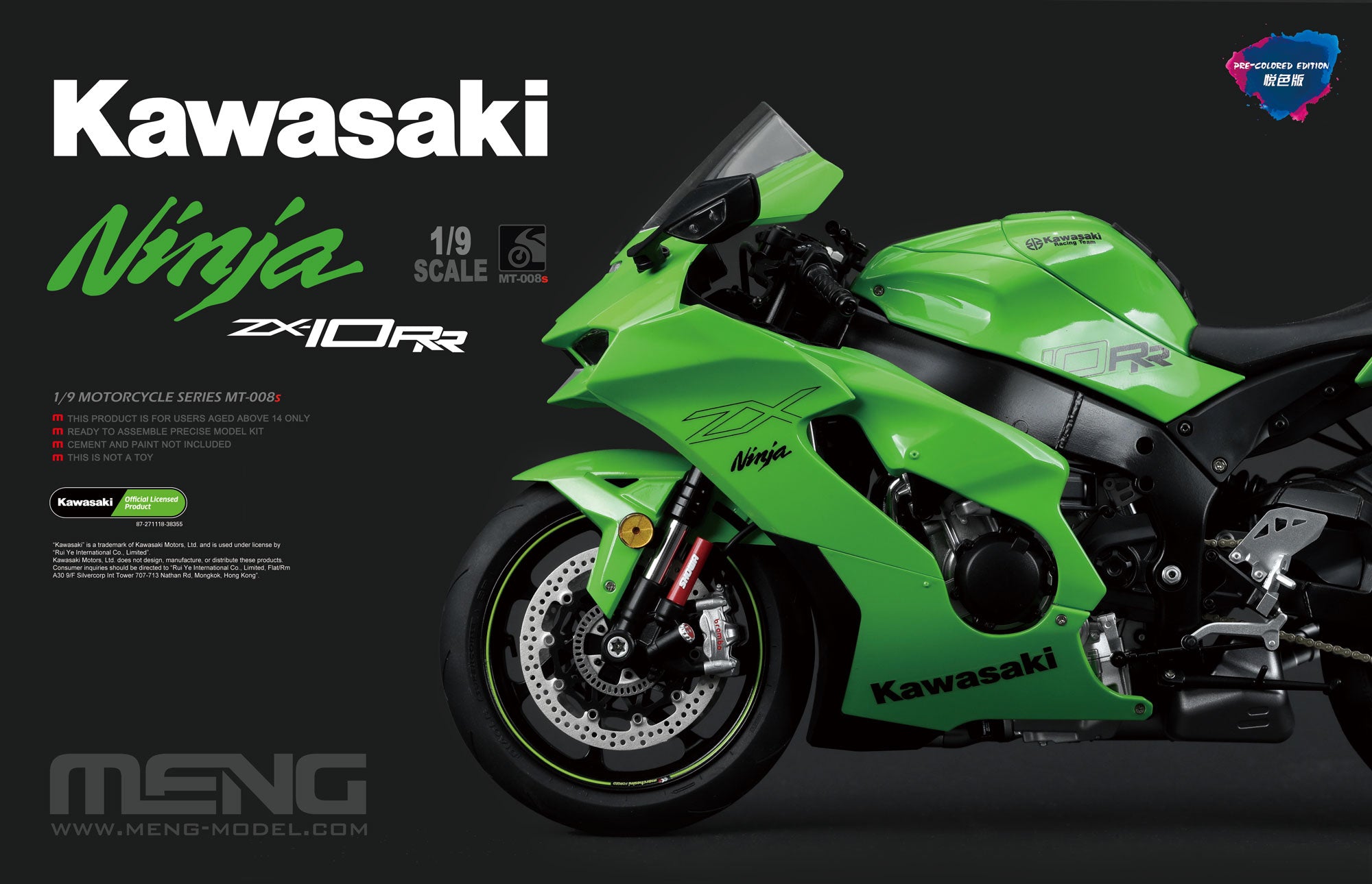 Meng 1/9 Kawasaki Ninja ZX-10RR Pre-Coloured Edition - Hobby Sense