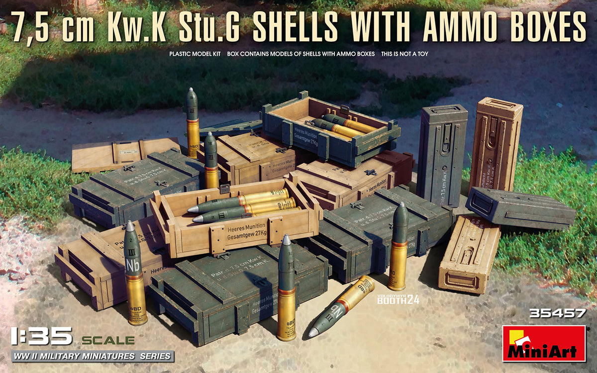 1/35 7,5 cm Kw.K Stu.G Shells With Ammo Boxes - Hobby Sense