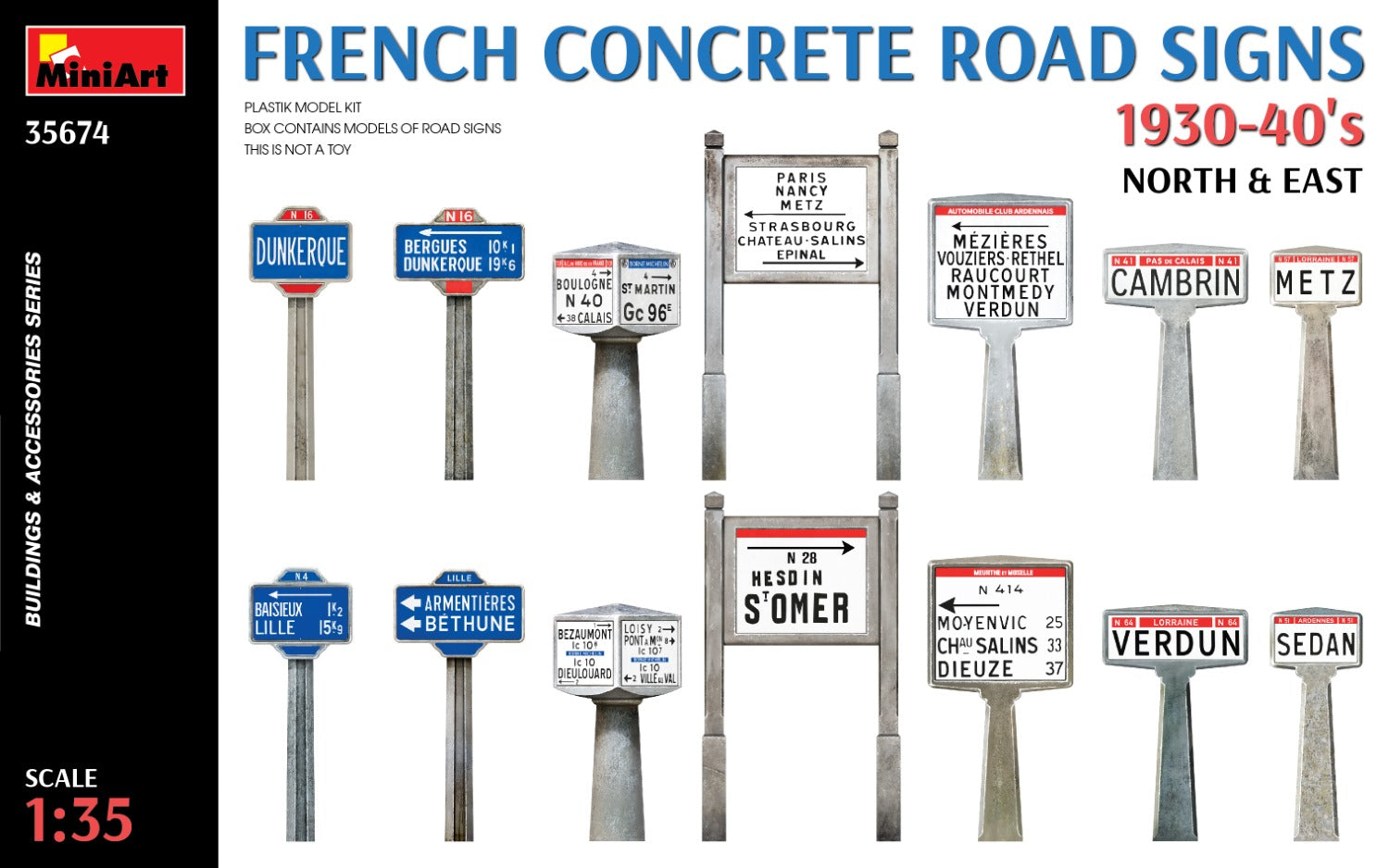 1/35 French Concrete Road Signs 1930-40's, North & East - Hobby Sense