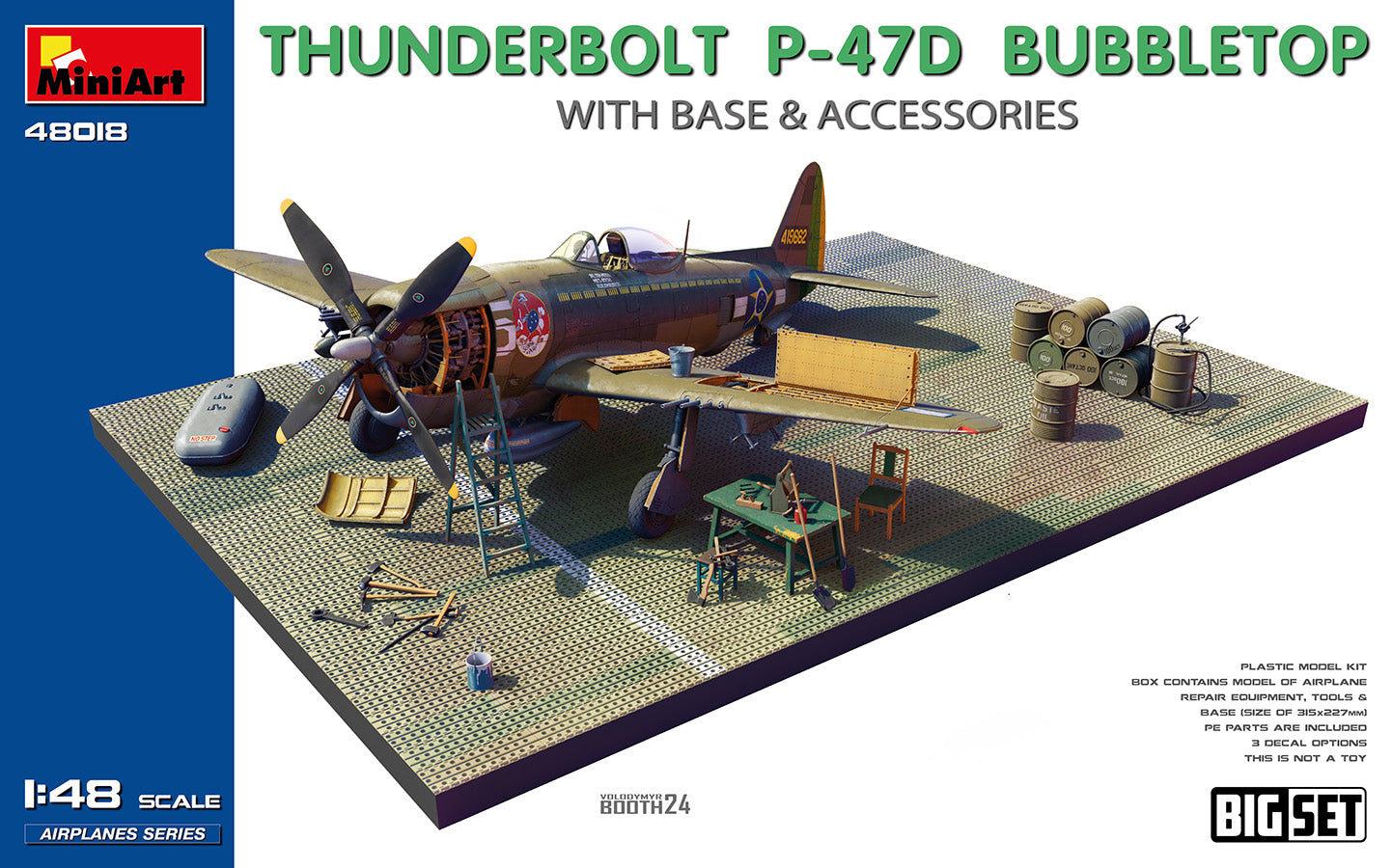 1/48 Thunderbolt P47D Bubbletop With Base and Accessories - Hobby Sense