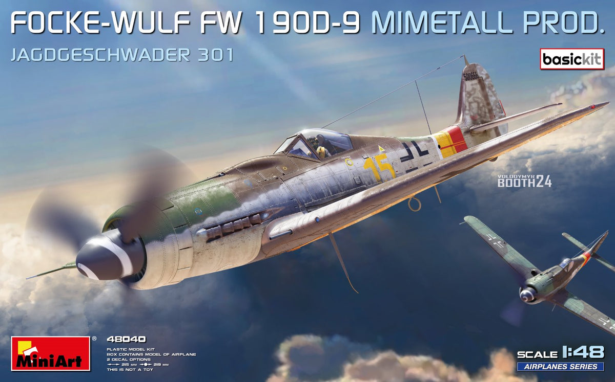Miniart 1/48 Focke Wulf Fw 190D-9 Mimetall Production, Jagdgeschwader 301, Basic Kit - Hobby Sense
