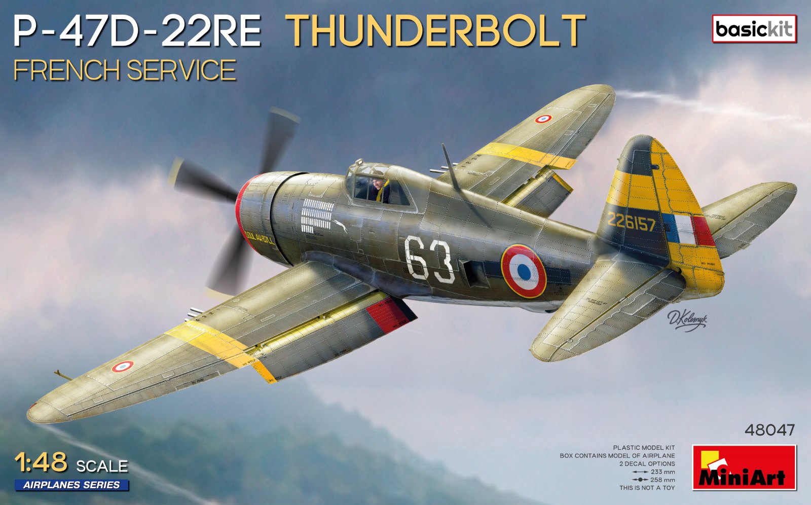 Miniart 1/48 P47D-22RE Thunderbolt, French Service, Basic Kit - Hobby Sense