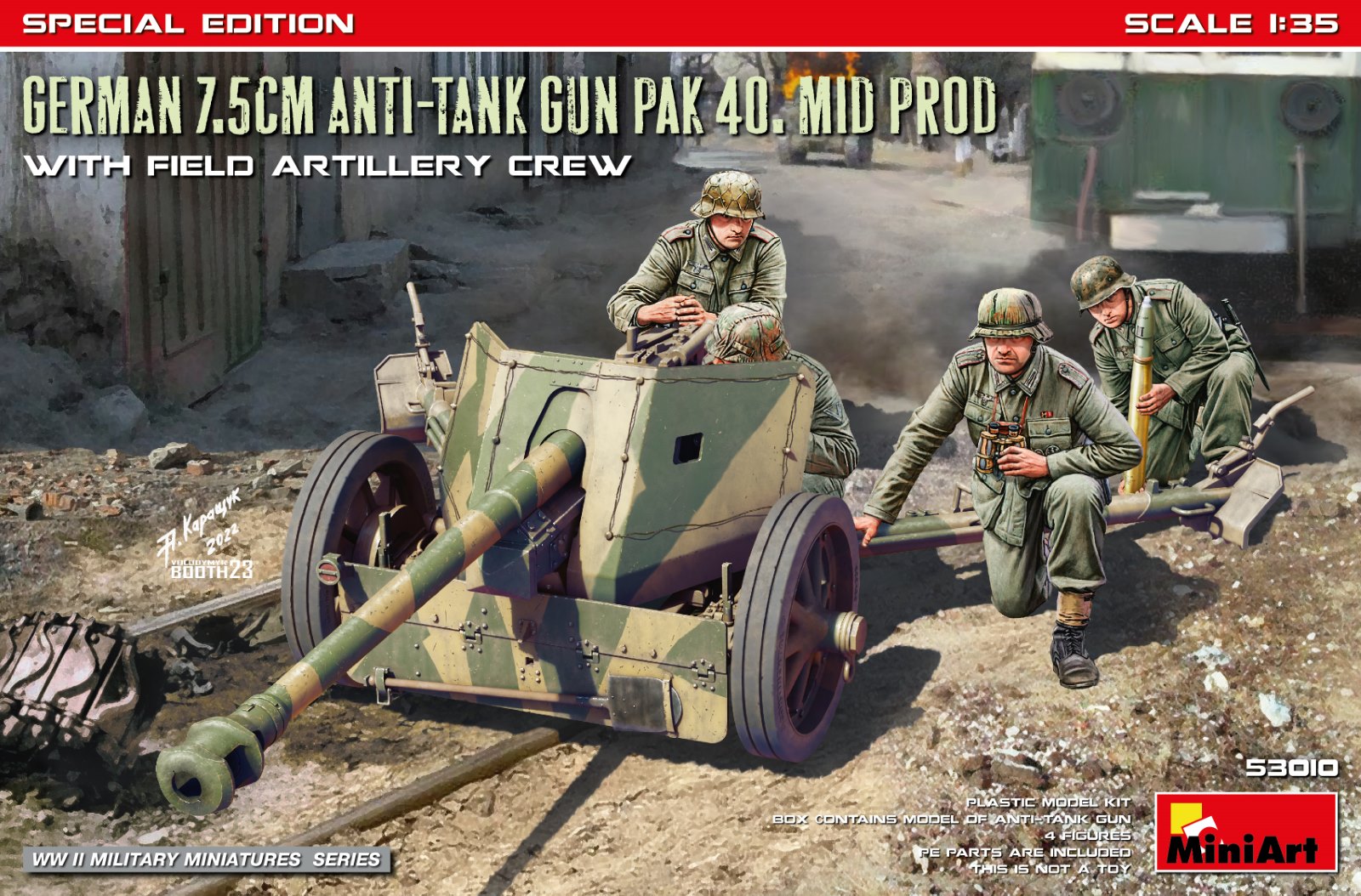 Miniart 1/35 German 7.5cm Anti-Tank Gun PaK 40. Mid Prod w/ Artillery Crew, Special Edition - Hobby Sense