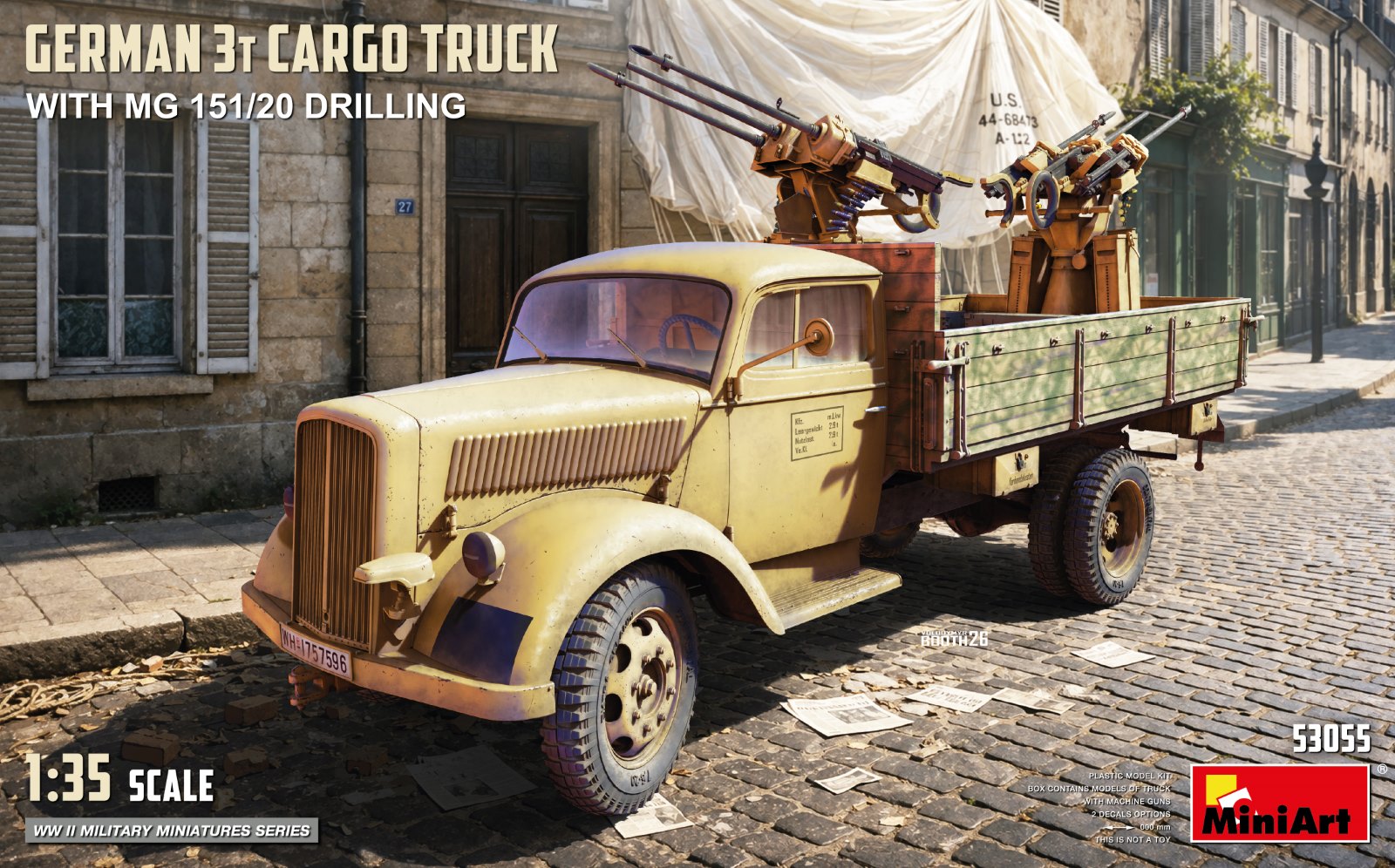 Miniart 1/35 German 3T Cargo Truck with MG 151/20 Drilling