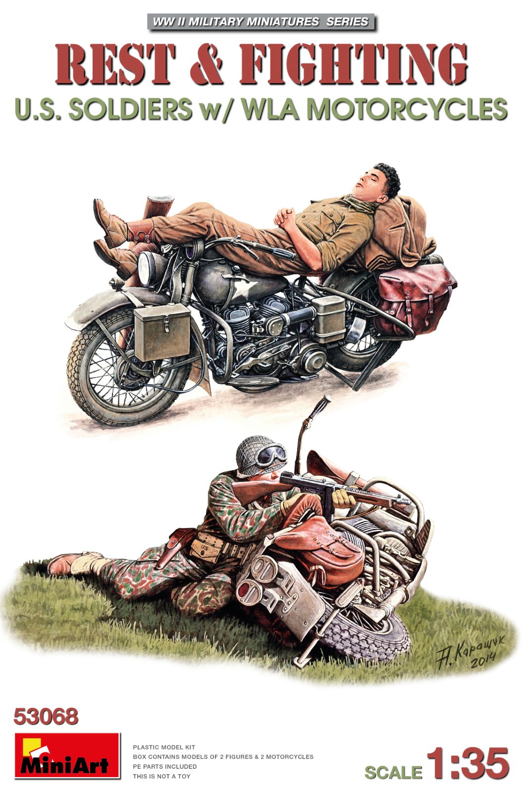 1/35 Rest & Fighting US Soldiers w/ WLA Motorcycles - Hobby Sense