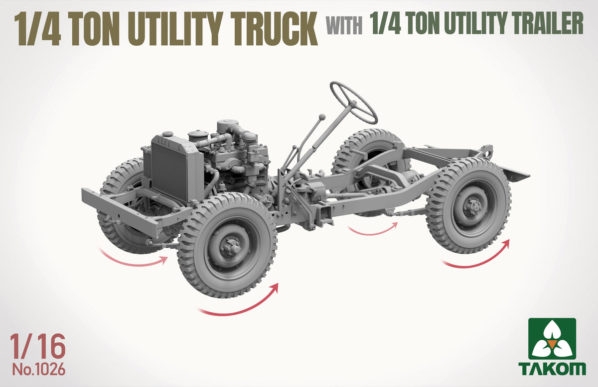 Takom 1/16 1/4 ton Utility Truck with 1/4 ton Utility trailer
