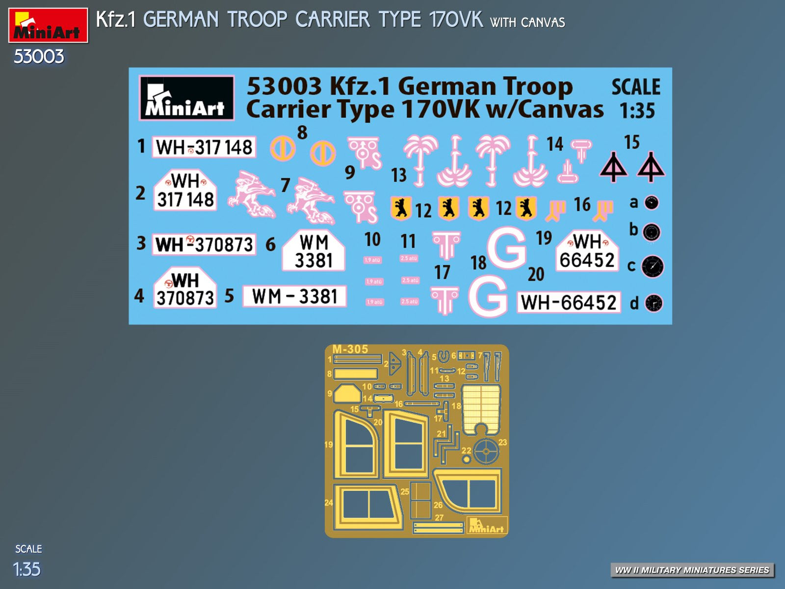 Miniart 1/35 Kfz.1 German Troop Carrier Type 170VK with Canvas
