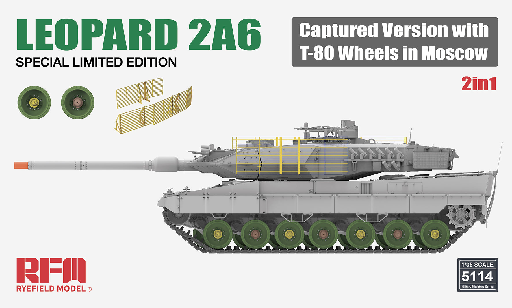 1/35 Leopard 2A6 Captured Version with T-80 Wheels in Moscow - Hobby Sense