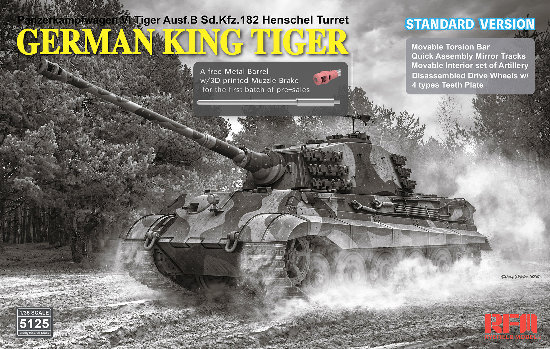 1/35 German King Tiger Panzerkampfwagen VI Tiger Ausf.B Sd.Kfz. 182 Henschel Turret, Standard Version - Hobby Sense