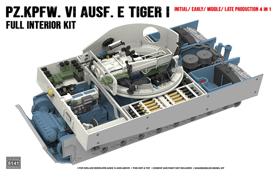 1/35 Tiger I full interior kit Initial/ Early/ Middle/ Late production 4 in 1 (Interior only) - Hobby Sense