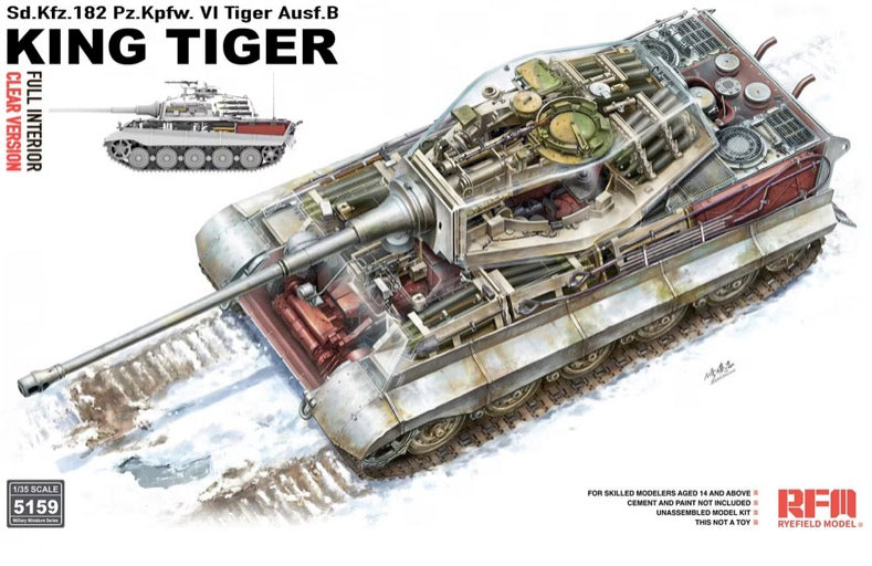 Rye Field 1/35 Sd.Kfz. 182 Pz.Kpfw. VI Tiger Ausf. B King Tiger Full Interior / Clear Version