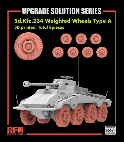 1/35 Sd.Kfz.234/4 3d Printed wheels Type A 8 Pieces - Hobby Sense