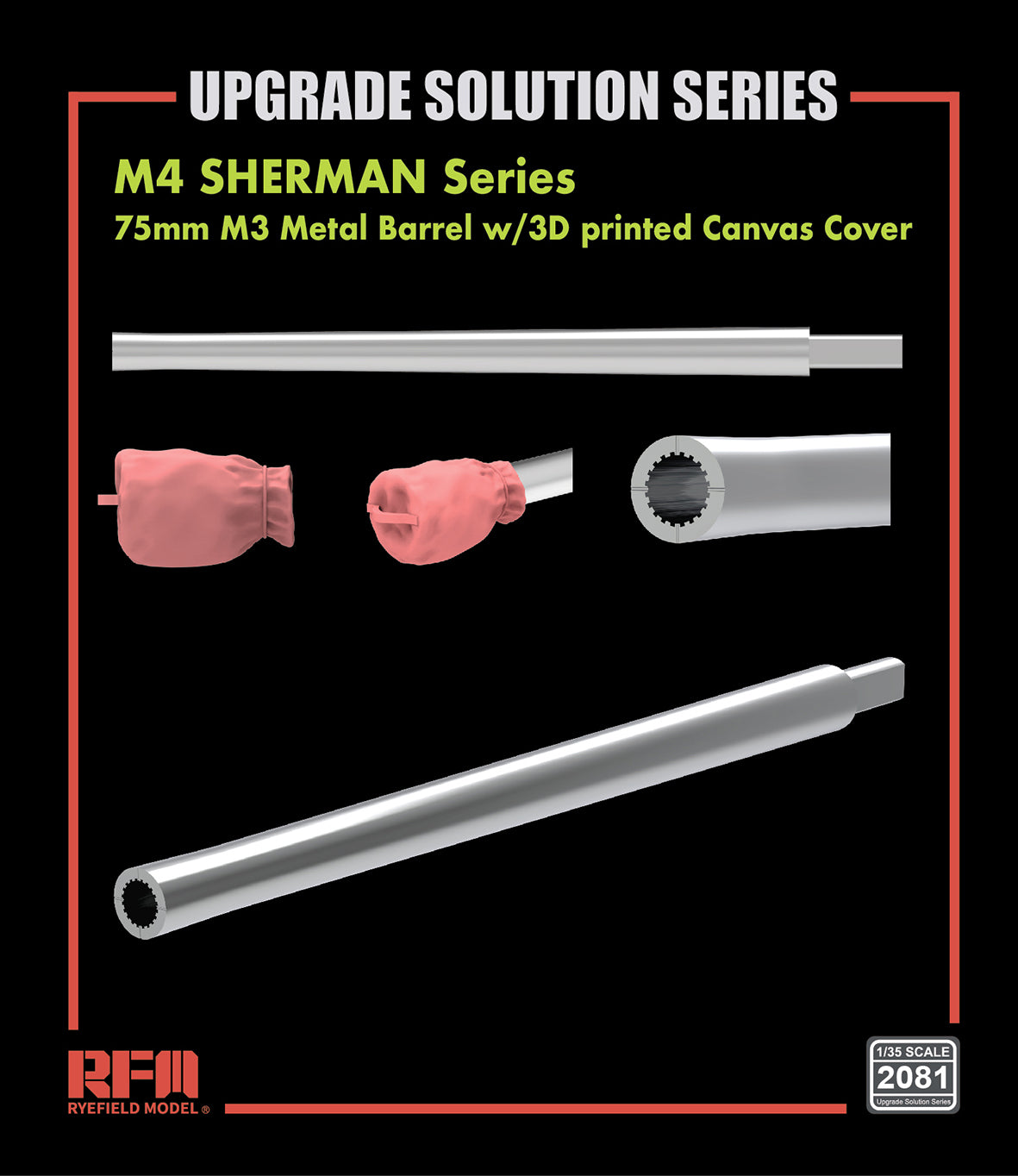 1/35 75mm M3 Metal Barrel w/3D printed Canvas Cover Upgrade set M4 Sherman series - Hobby Sense