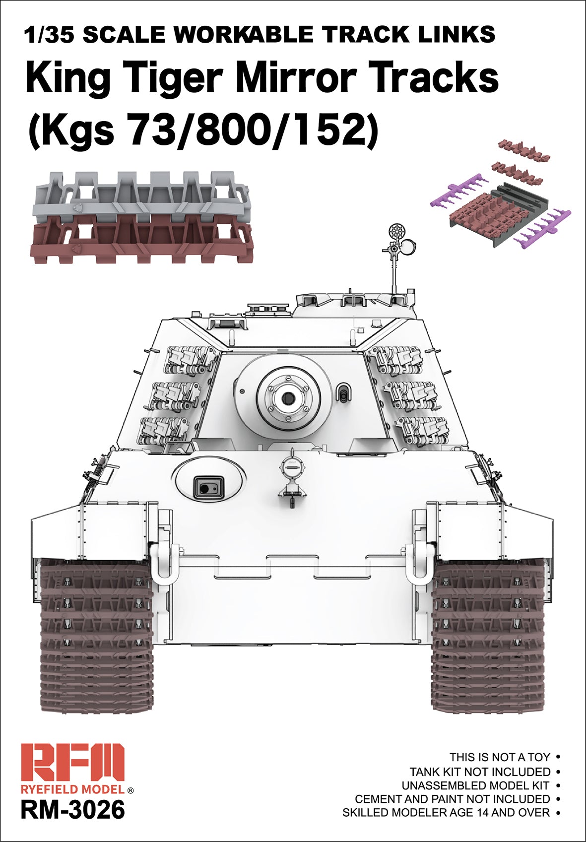 1/35 King Tiger Workable Mirror Tracks - Hobby Sense