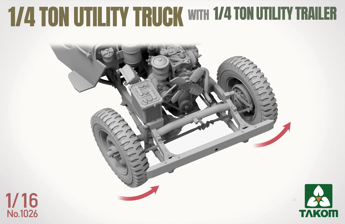 Takom 1/16 1/4 ton Utility Truck with 1/4 ton Utility trailer