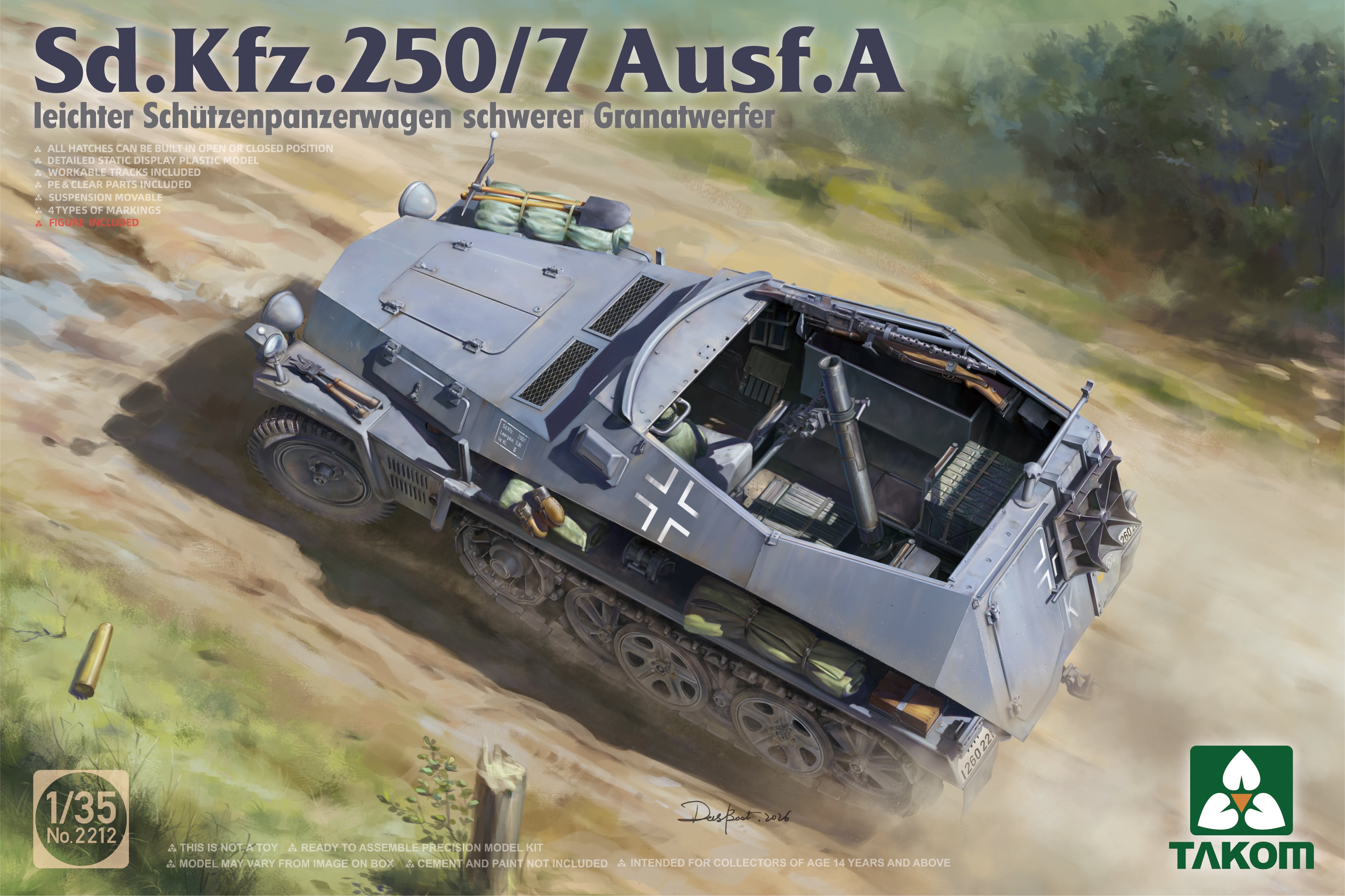 Takom 1/35 Sd.Kfz. 250/7 Ausf. A leichte Schutzenpanzerwagen schwerer Granatwerfer