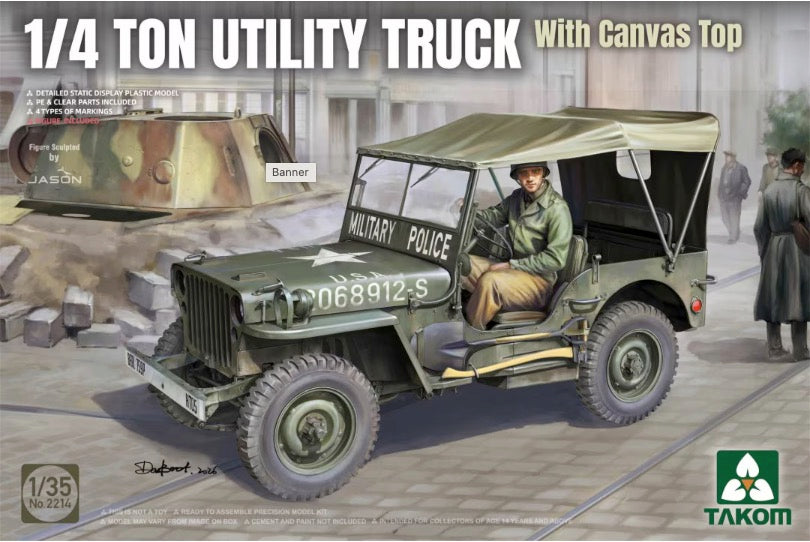 Takom 1/35 1/4 Ton Utility Truck with Canvas Top