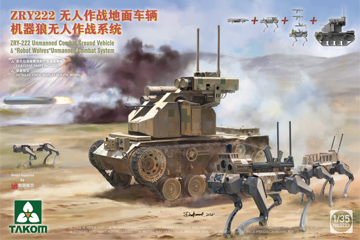 Takom 1/35 ZRY-222 Unmanned Combat Ground Vehicle with Robot Wolves - Hobby Sense