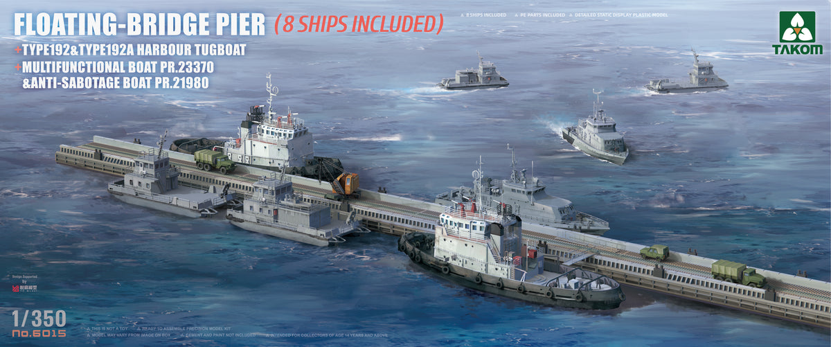 1/350 Floating-Bridge Pier + 8 Ships Included - Hobby Sense