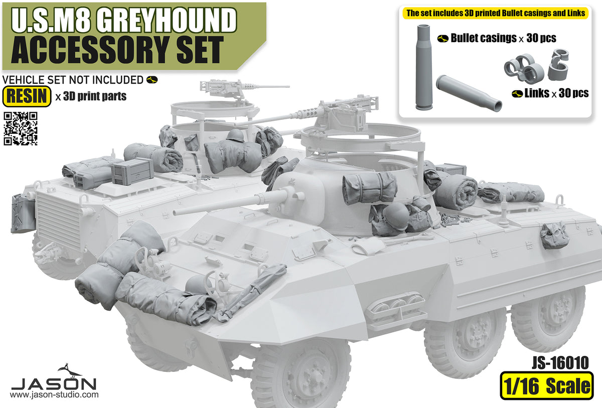 1/16 U.S. M8 Greyhound Accessory Set, RESIN+3D, Vehicle NOT Included - Hobby Sense