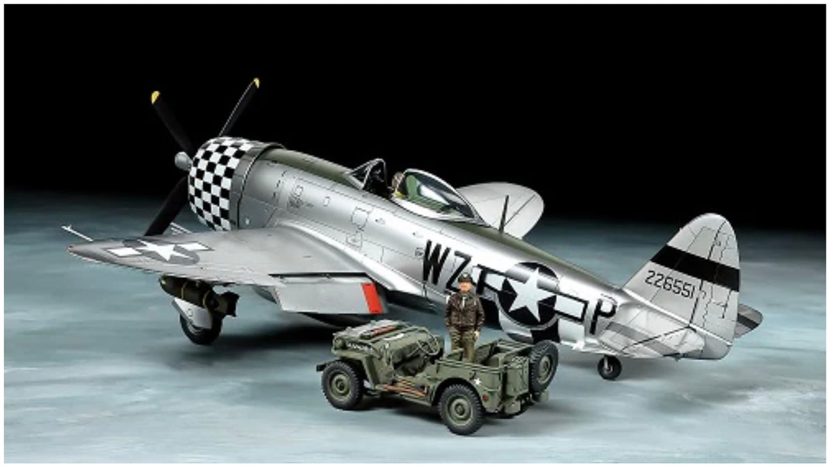 1/48 P47D Thunderbolt Bubbletop & 1/4-ton 4x4 Light Vehicle Set - Hobby Sense