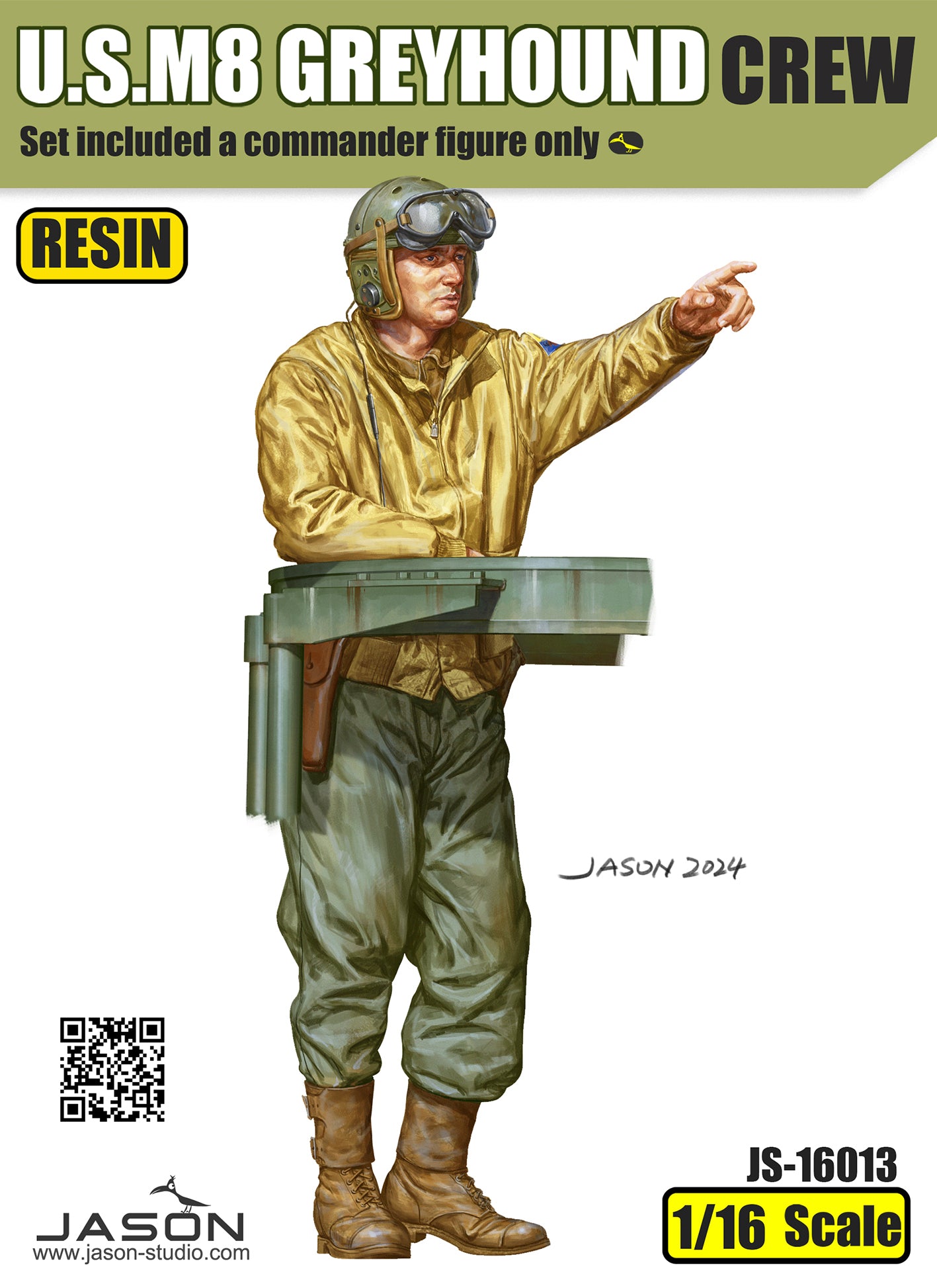 1/16 US M8 Greyhound Commander Figure, RESIN - Hobby Sense