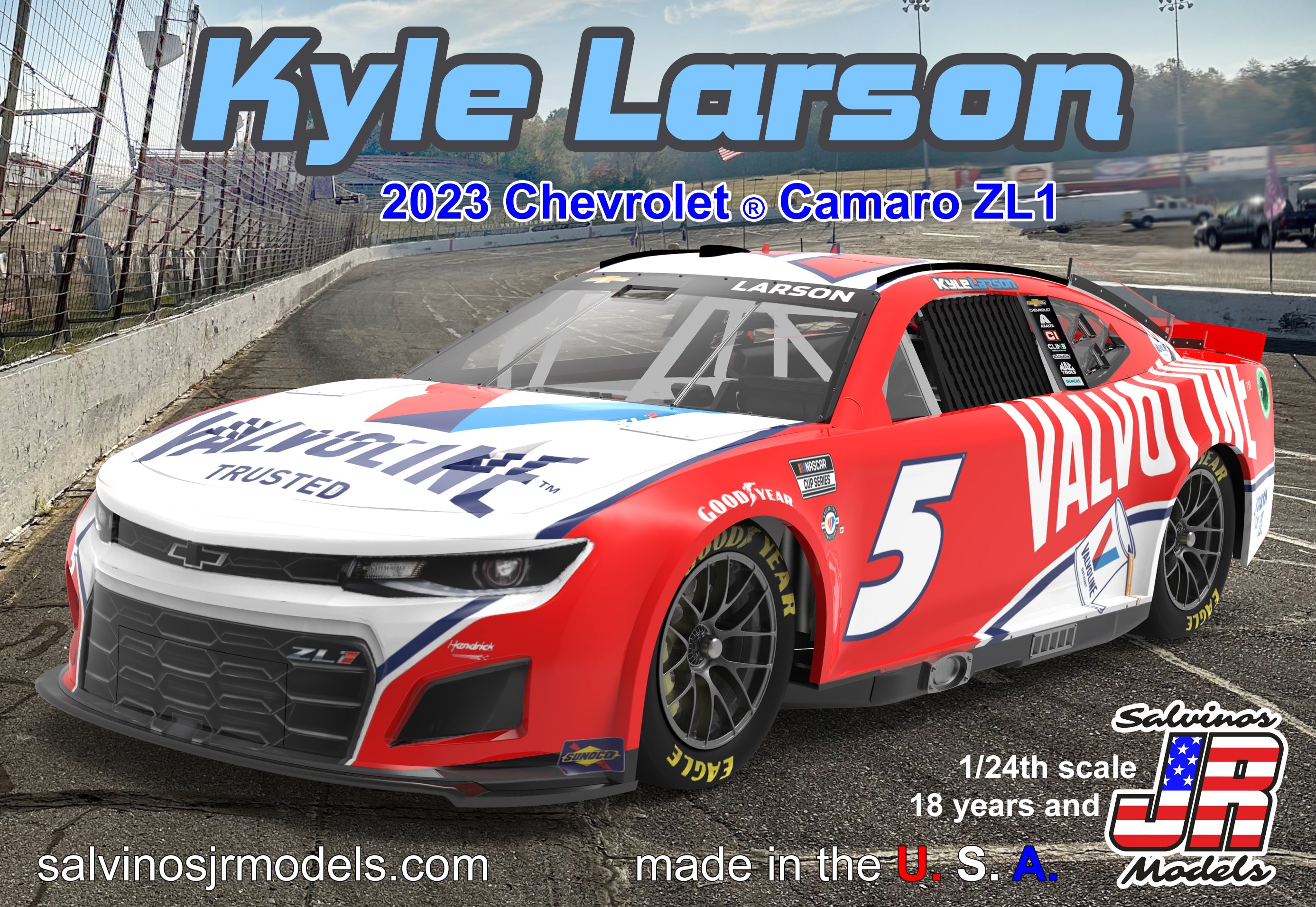 1/24 Kyle Larson 2023 Next Gen. Valvoline Chevrolet Camaro - Hobby Sense