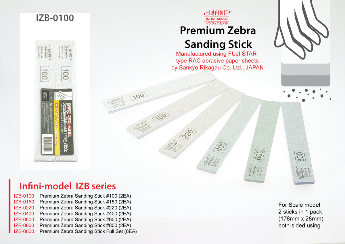 Selection of Infini Premium Zebra Sanding Sticks - Hobby Sense