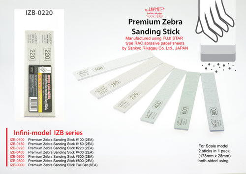 Selection of Infini Premium Zebra Sanding Sticks - Hobby Sense