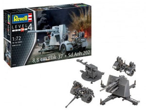 1/72 8,8cm Flak 37 Gun & SdAnh202 Trailer - Hobby Sense