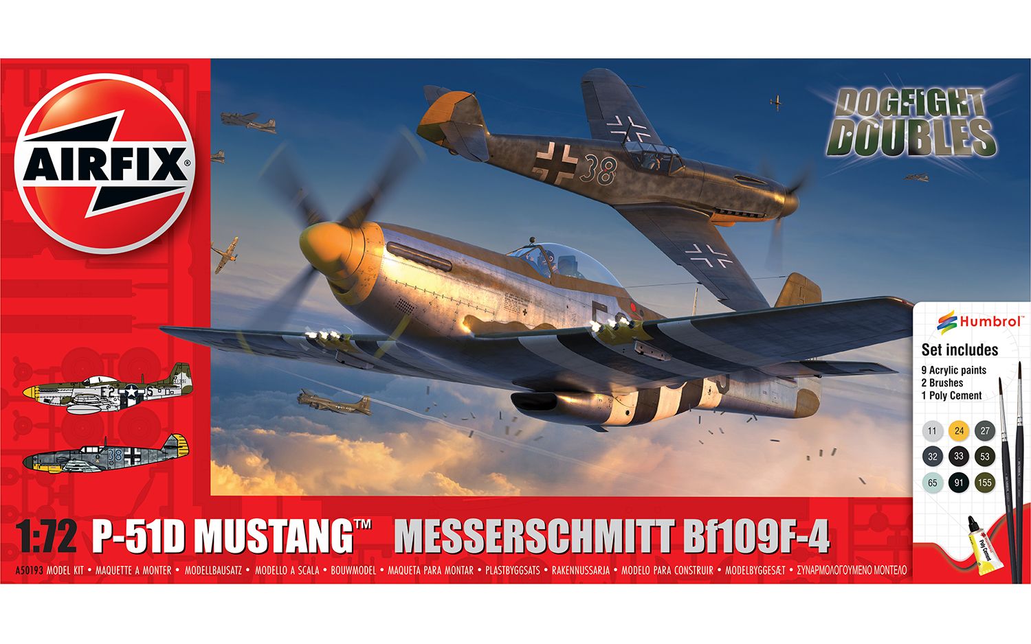 1/72 P51D Mustang vs Bf109F-4 Dogfight Double Set - Hobby Sense