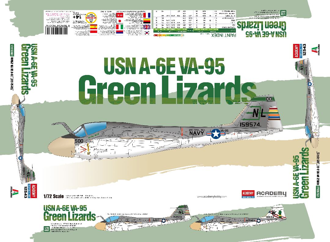 Academy 1/72 USN A-6E VA95 Green Lizards - Hobby Sense