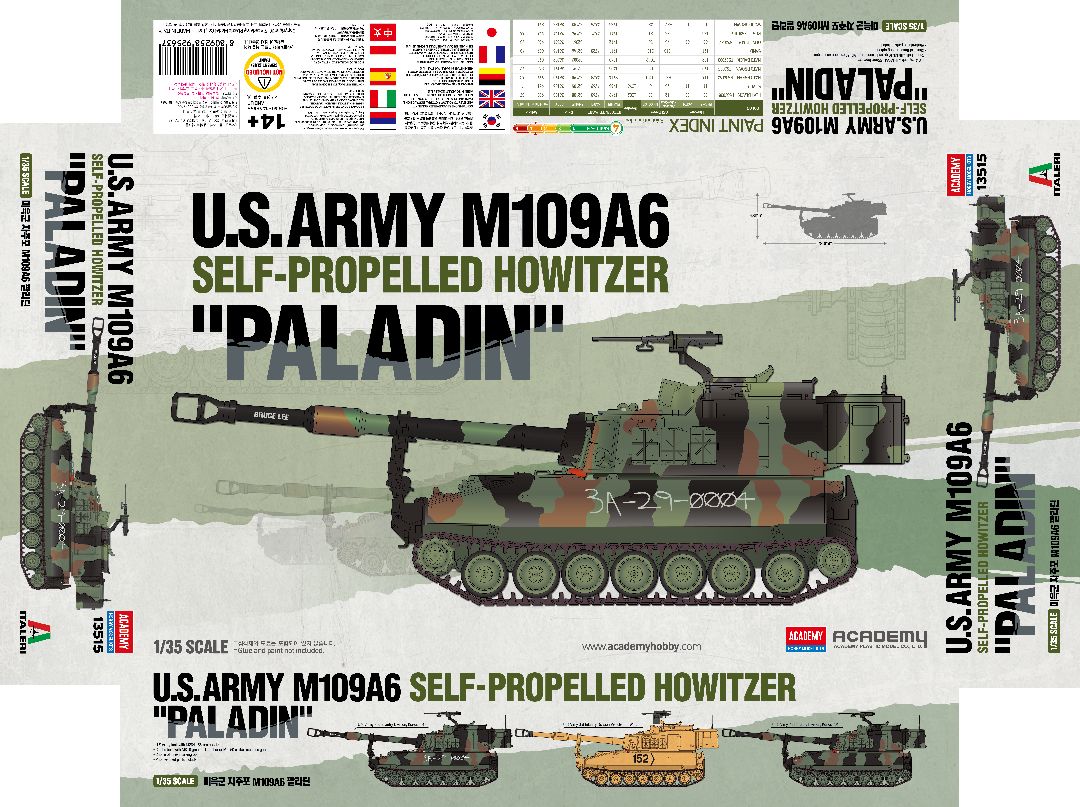 Academy 1/35 US Army Self-Propelled Howitzer M109A6 Paladin - Hobby Sense