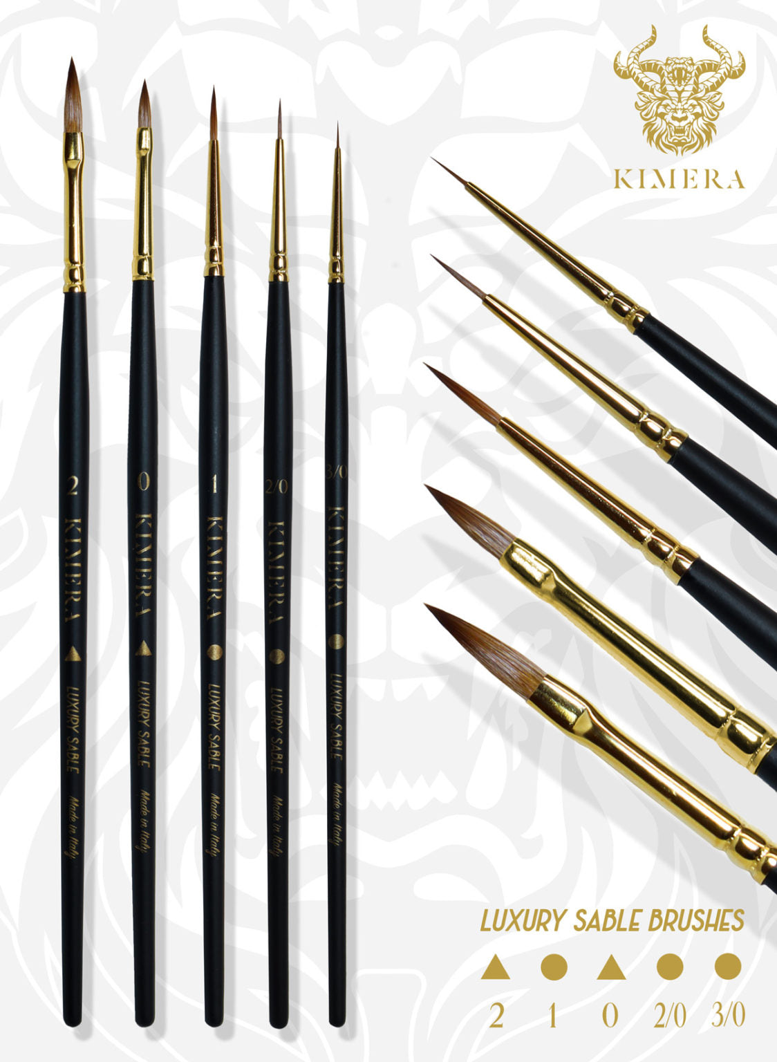 Kimera Brushes Set Kolinsky Sable (5 Brushes) - Hobby Sense