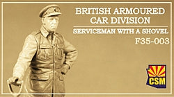 1/35 British Armoured Car Division Serviceman with a Shovel, resin - Hobby Sense