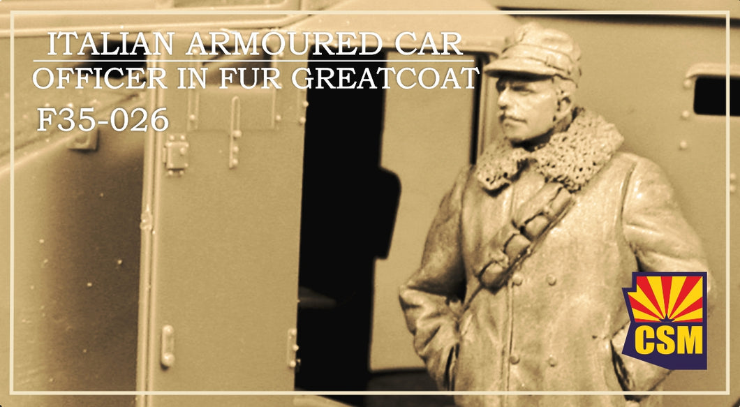 1/35 Italian Armoured Car Officer in Fur Greatcoat, resin - Hobby Sense